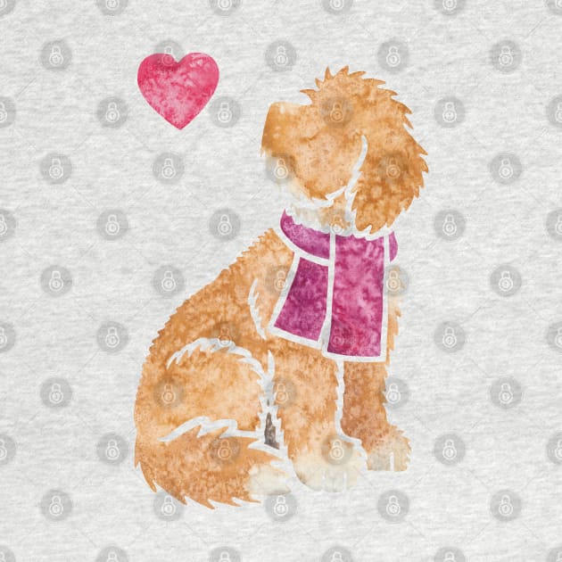 Watercolour Cockapoo (or Cavapoo) by animalartbyjess